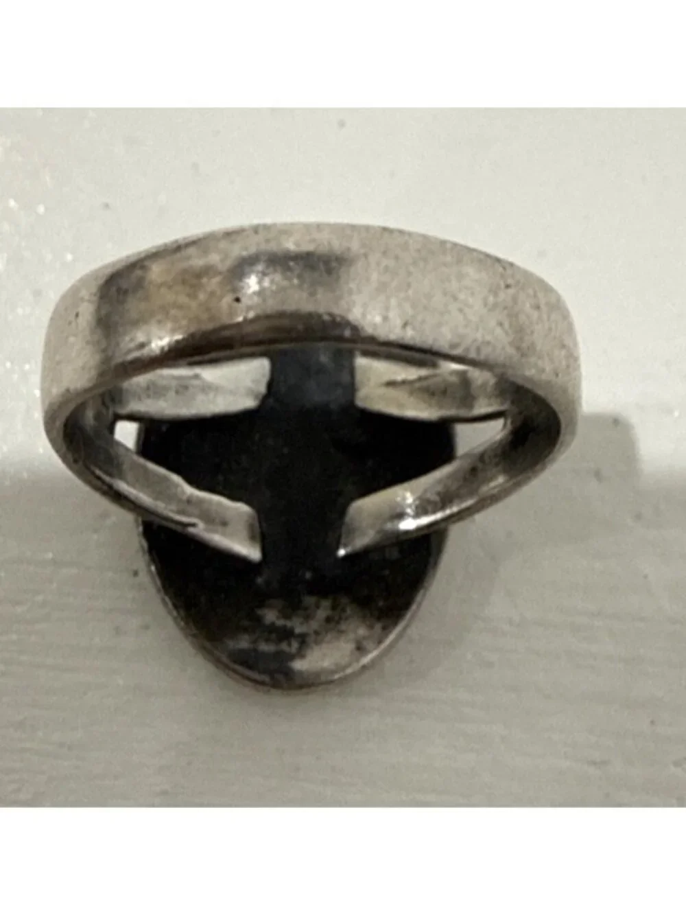 Vintage Native American Coral Turquoise Chip Inlay Silver Ring Southwestern 6.5